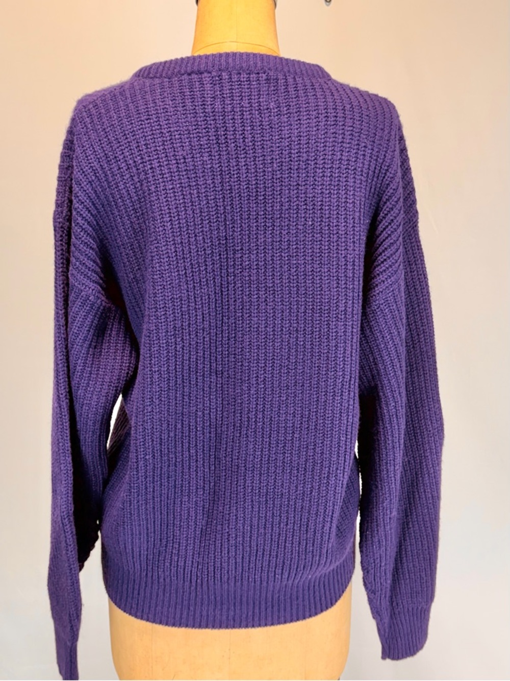 VINTAGE 80s Winter Harbor chunky knit sweater‎ saturated bold plum purple women - Picture 6 of 9
